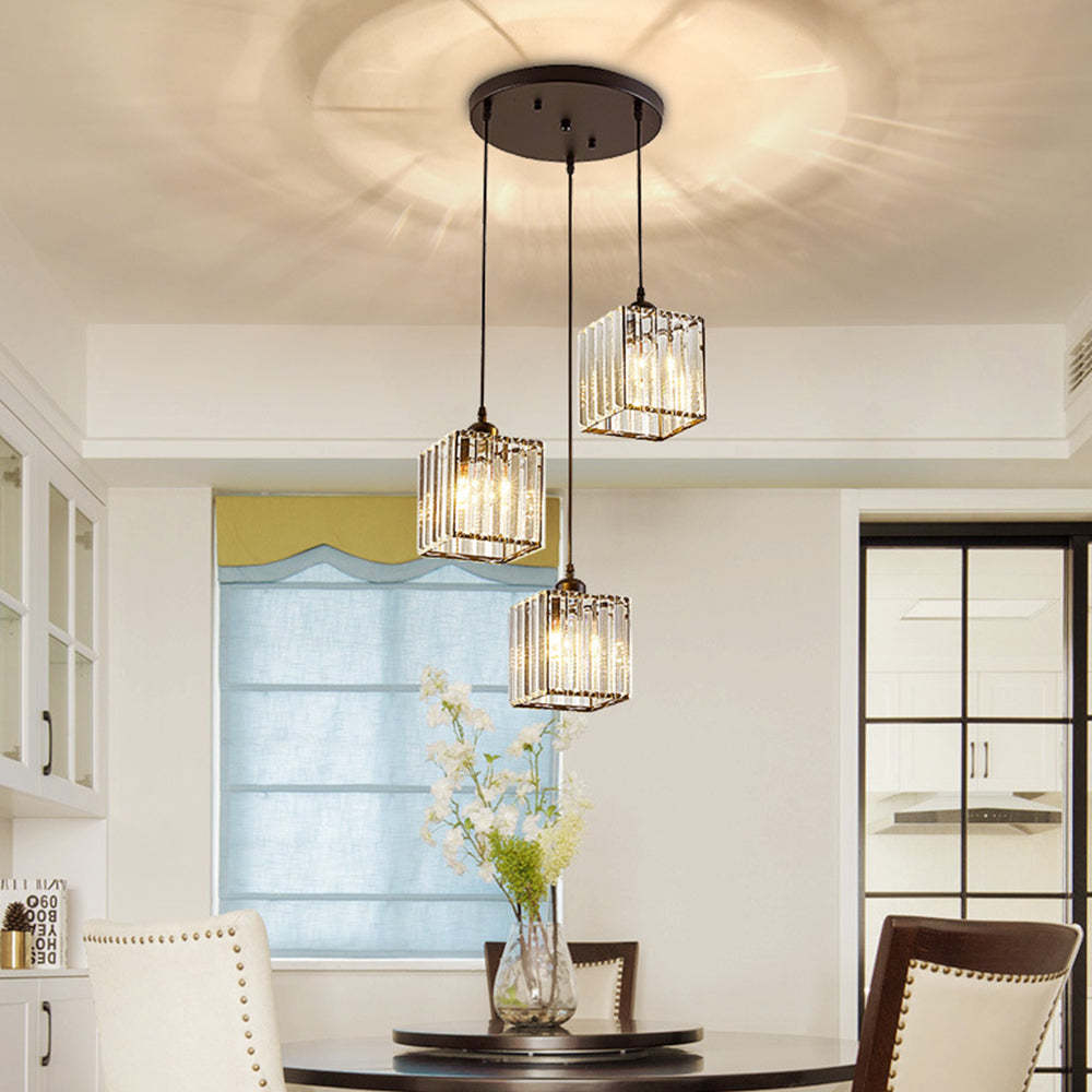 Modern Multi-Head Glass Kitchen Black Pendant Light 