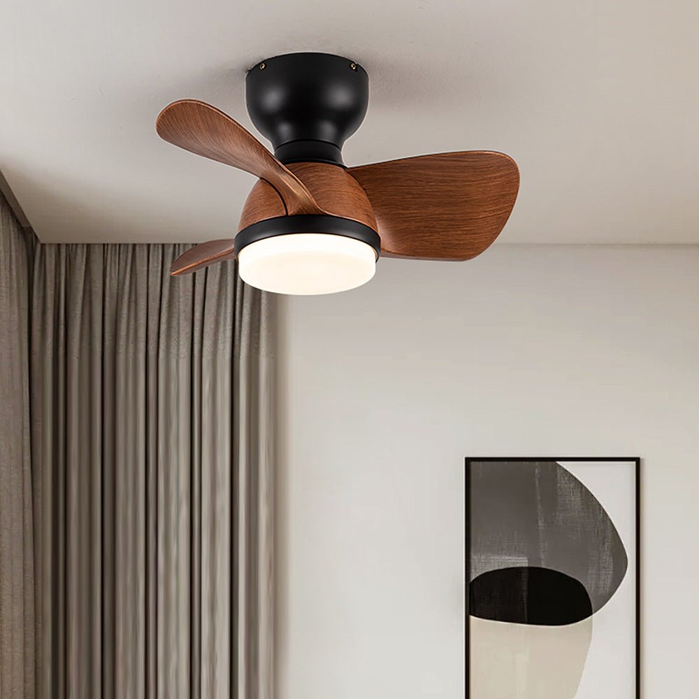 Simple stylish ceiling fan for bedroom with LED lighting 