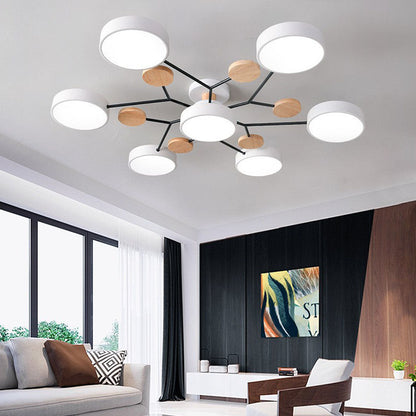 Contemporary Round Iron LED Semi-Flush Pendant Light 