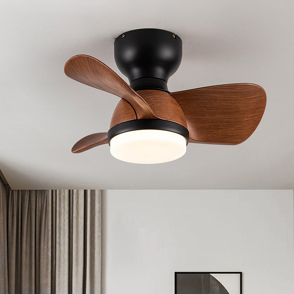 Simple stylish ceiling fan for bedroom with LED lighting 