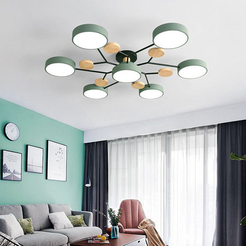 Contemporary Round Iron LED Semi-Flush Pendant Light 