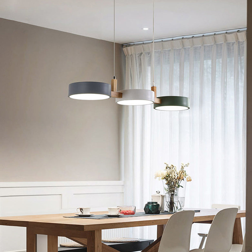 Contemporary metal cylinder multi-light Nordic pendant lamp