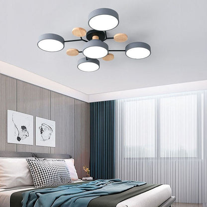 Contemporary Round Iron LED Semi-Flush Pendant Light 