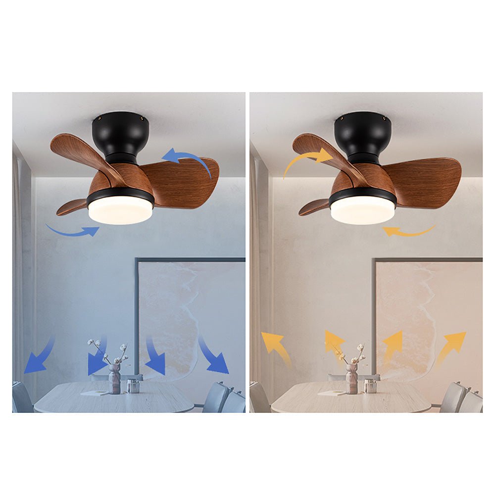 Simple stylish ceiling fan for bedroom with LED lighting 