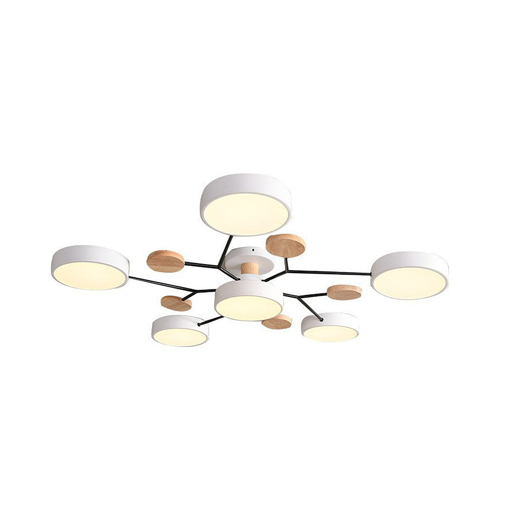 Contemporary Round Iron LED Semi-Flush Pendant Light 