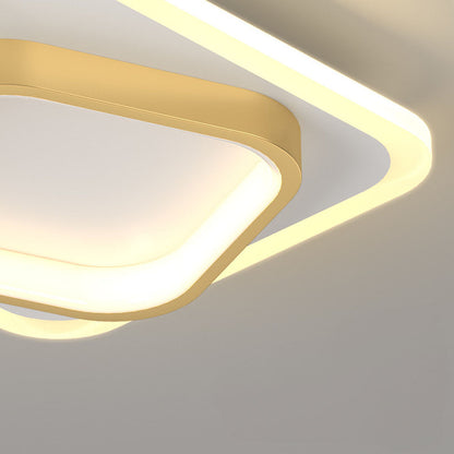 Square LED Golden Living Room Ceiling Light