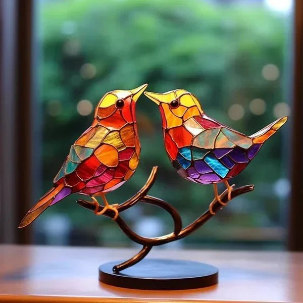 Luxury AvianElegance - Birds in colored glass for a refined interior design