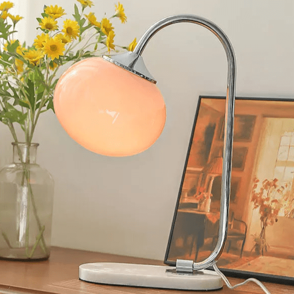 Marshmallow metal and glass table lamp