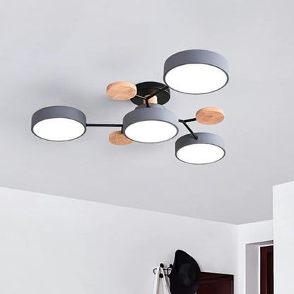 Contemporary Round Iron LED Semi-Flush Pendant Light 