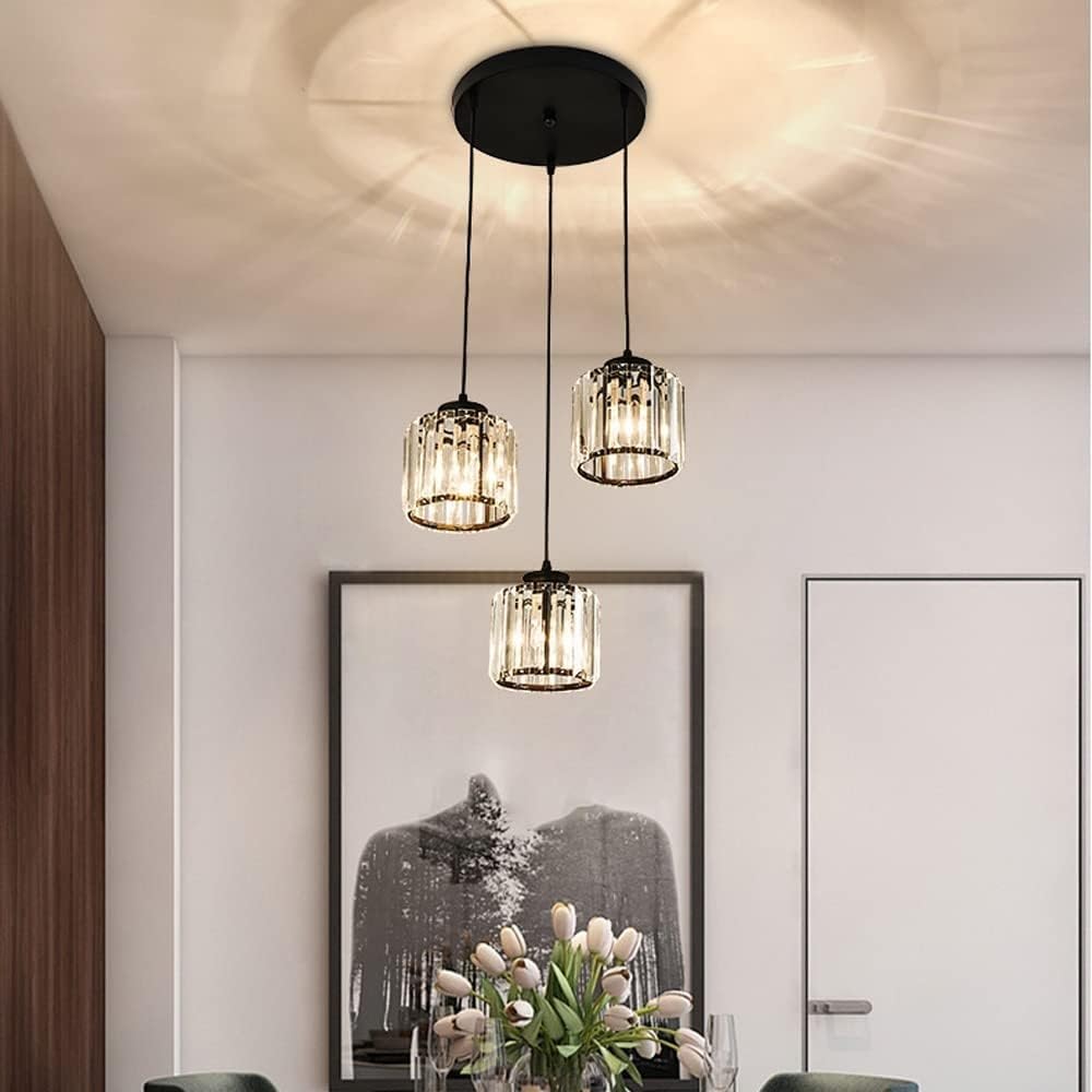 Modern Multi-Head Glass Kitchen Black Pendant Light 