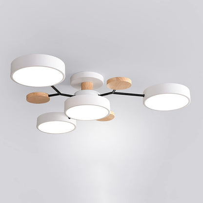 Contemporary Round Iron LED Semi-Flush Pendant Light 