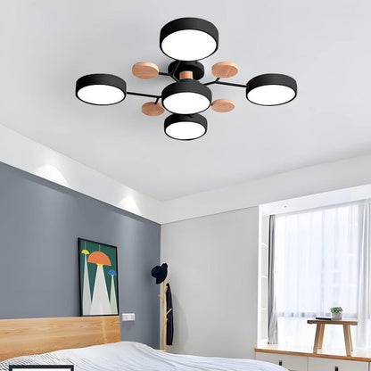 Contemporary Round Iron LED Semi-Flush Pendant Light 