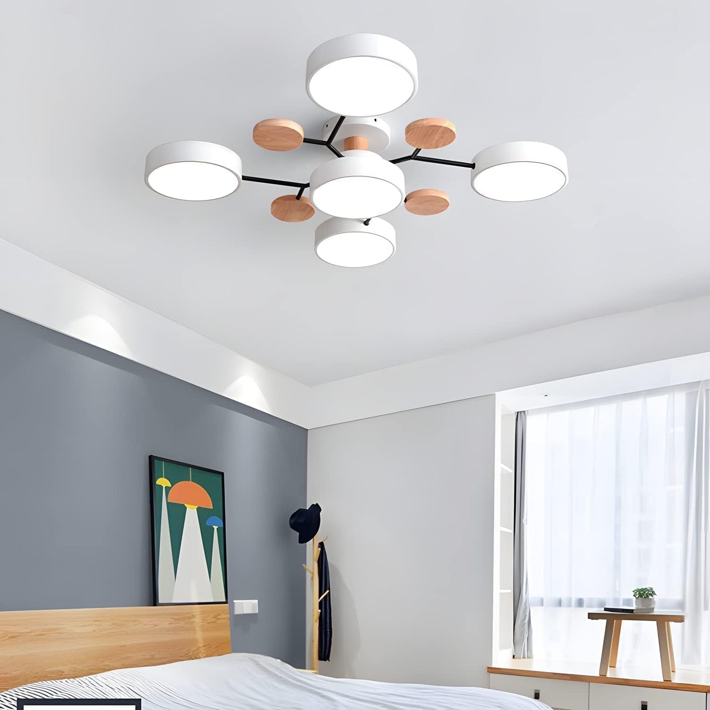 Contemporary Round Iron LED Semi-Flush Pendant Light 