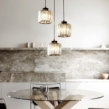 Modern Multi-Head Glass Kitchen Black Pendant Light 