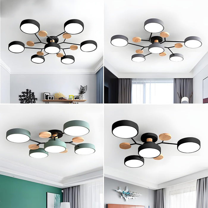 Contemporary Round Iron LED Semi-Flush Pendant Light 