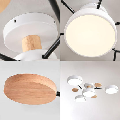 Contemporary Round Iron LED Semi-Flush Pendant Light 