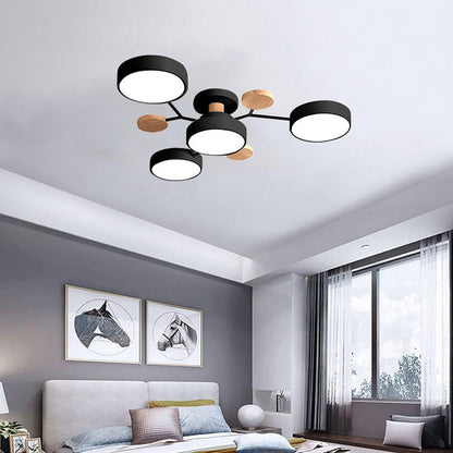 Contemporary Round Iron LED Semi-Flush Pendant Light 