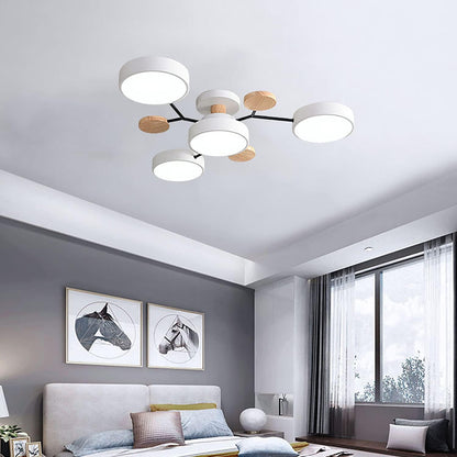 Contemporary Round Iron LED Semi-Flush Pendant Light 