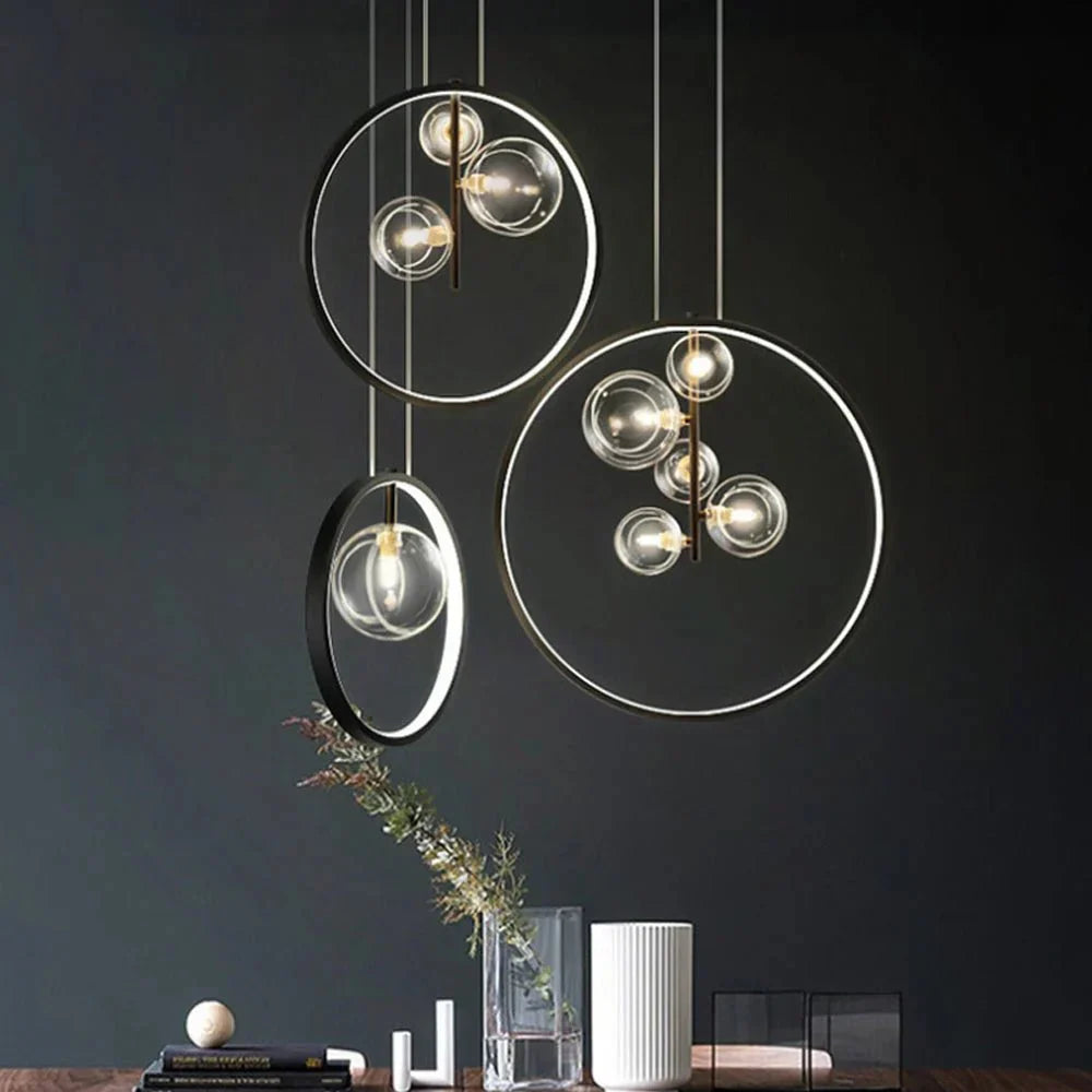 Nordic Bubble glass pendant lamps with ring