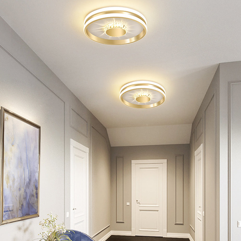 Golden Hall Crystal LED Ceiling Lamps