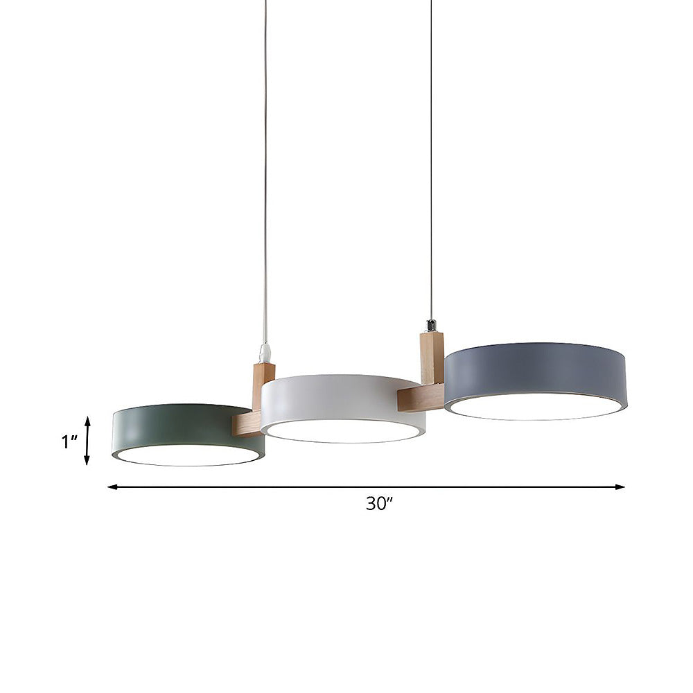 Contemporary metal cylinder multi-light Nordic pendant lamp