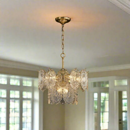 5/7 Heads in Relief Crystal Panels Chandelier