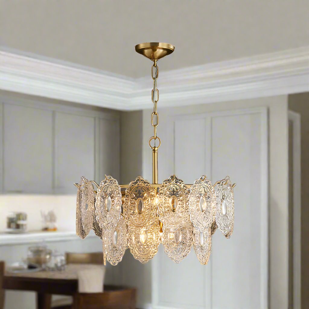 5/7 Heads in Relief Crystal Panels Chandelier