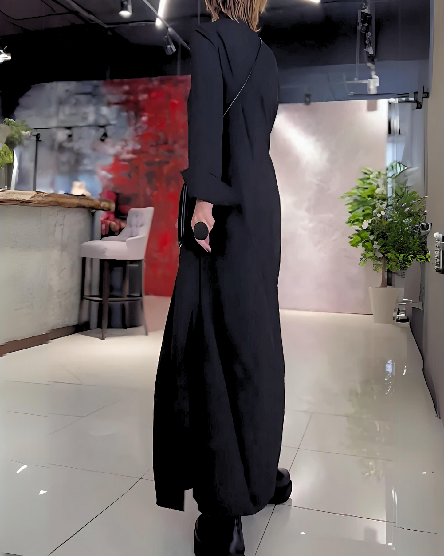 EVA™ | LONG LOOSE DRESS WITH LAPEL AND SIDE SPLIT