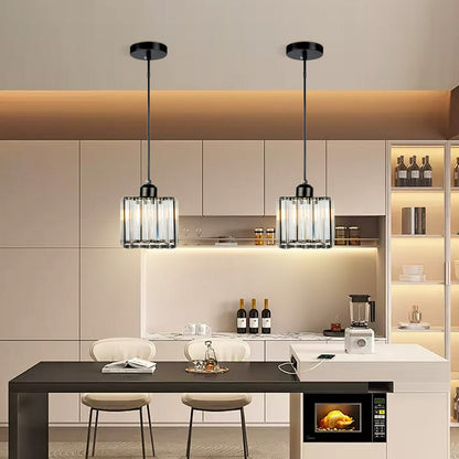 Modern Multi-Head Glass Kitchen Black Pendant Light 