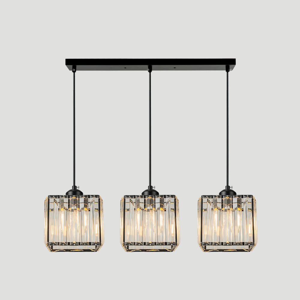 Modern Multi-Head Glass Kitchen Black Pendant Light 