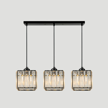 Modern Multi-Head Glass Kitchen Black Pendant Light 