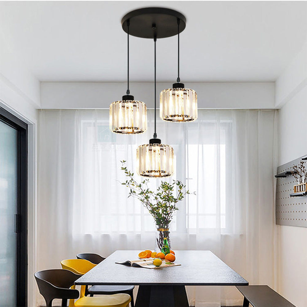 Modern Multi-Head Glass Kitchen Black Pendant Light 