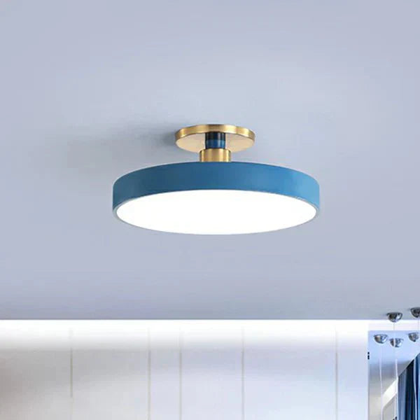 Round Flush Mount Light Scandinavian Style Acrylic Bedroom LED Semi Flush Ceiling Lamp