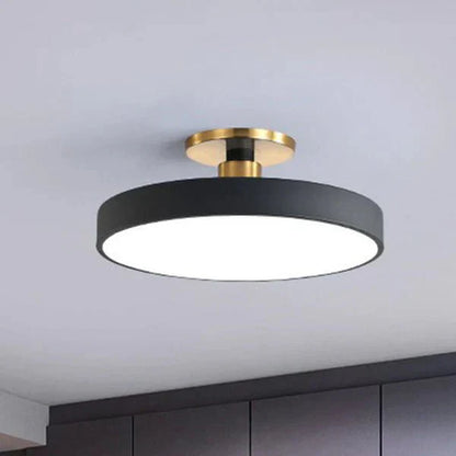 Round Flush Mount Light Scandinavian Style Acrylic Bedroom LED Semi Flush Ceiling Lamp