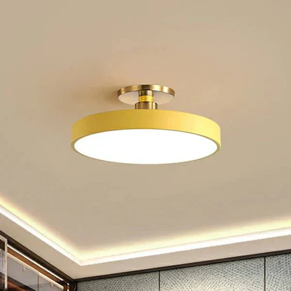 Round Flush Mount Light Scandinavian Style Acrylic Bedroom LED Semi Flush Ceiling Lamp