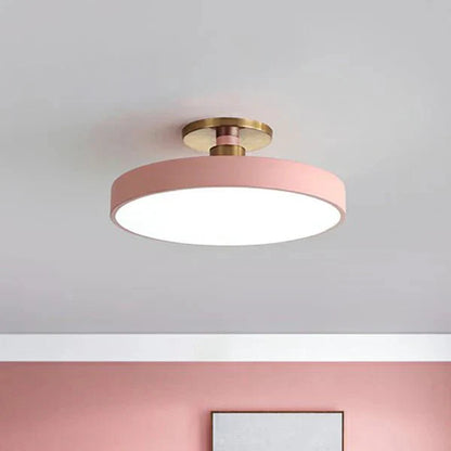 Round Flush Mount Light Scandinavian Style Acrylic Bedroom LED Semi Flush Ceiling Lamp