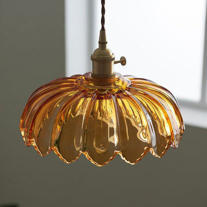 Vintage glass flower pendant lamp