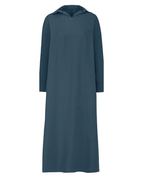 EVA™ | LONG LOOSE DRESS WITH LAPEL AND SIDE SPLIT