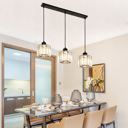 Modern Multi-Head Glass Kitchen Black Pendant Light 