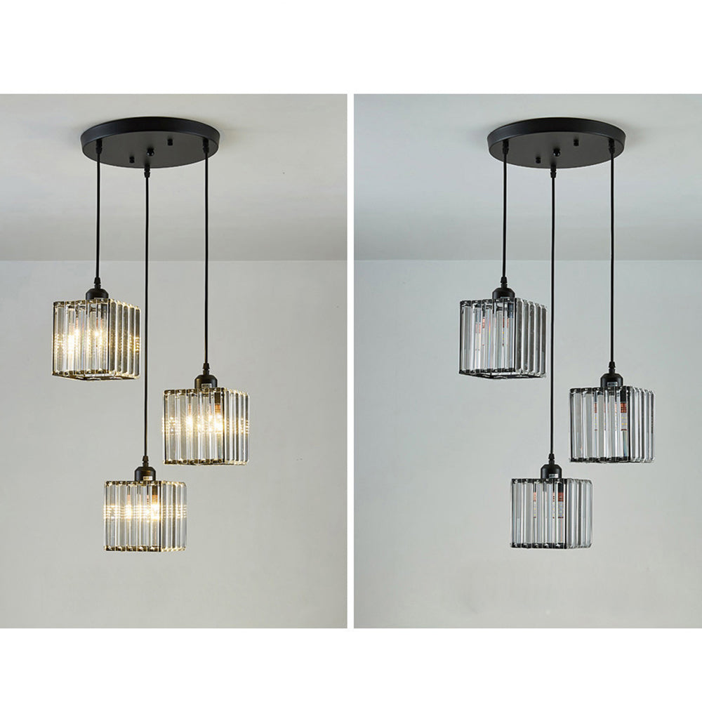 Modern Multi-Head Glass Kitchen Black Pendant Light 