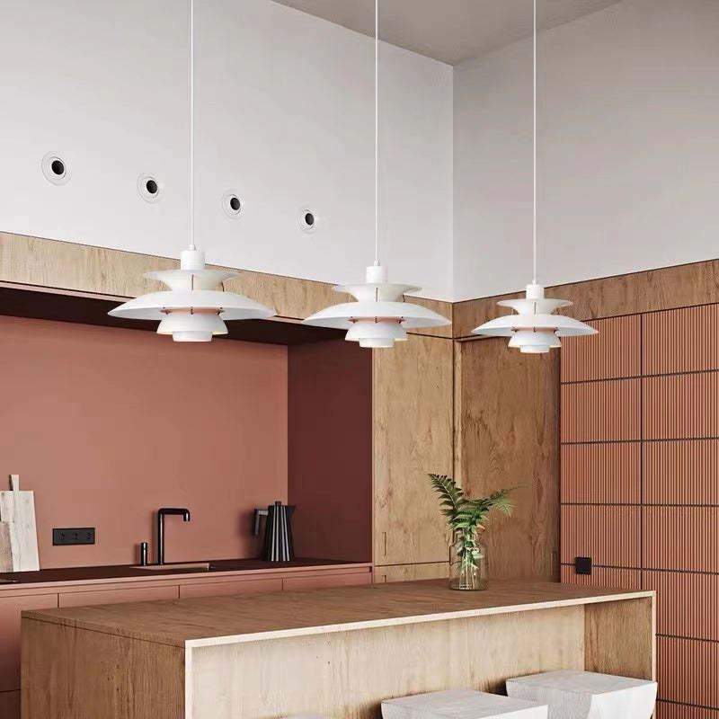 Morandi Modern LED pendant lamp with shade