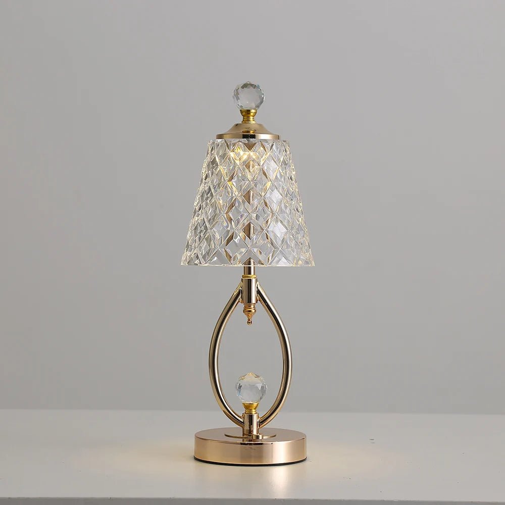 Vintage gold table lamp made of crystal