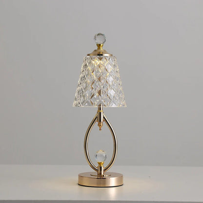 Vintage gold table lamp made of crystal