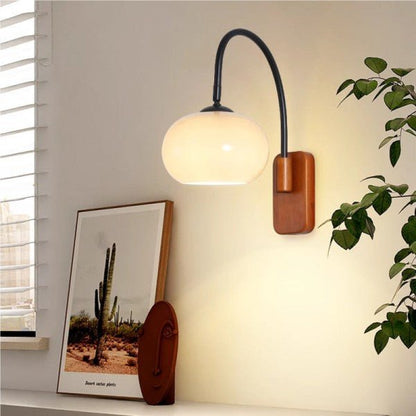 Bauhaus Kaki Draaibare Glazen Wandlamp