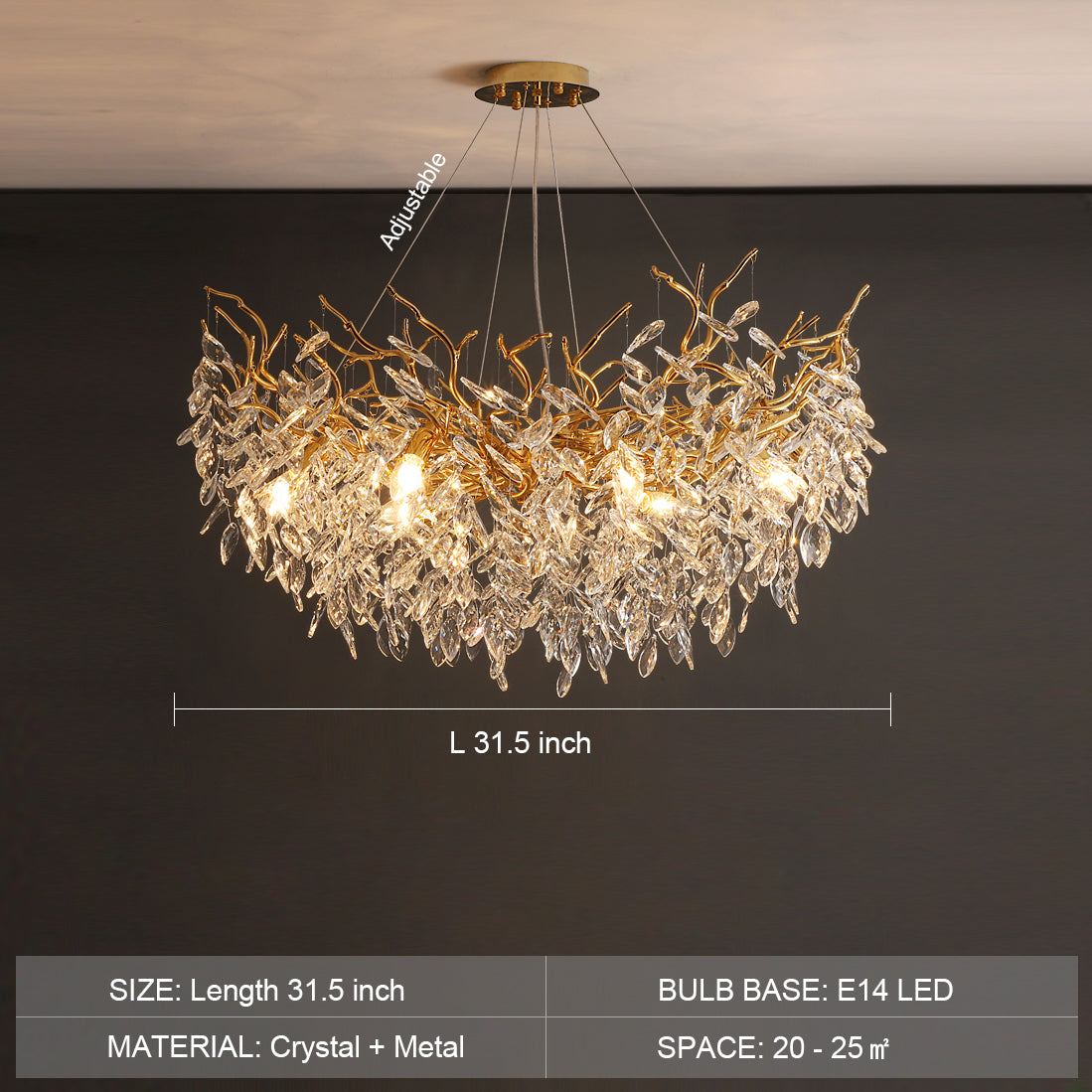 French branch crystal chandelier