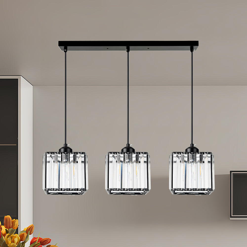 Modern Multi-Head Glass Kitchen Black Pendant Light 