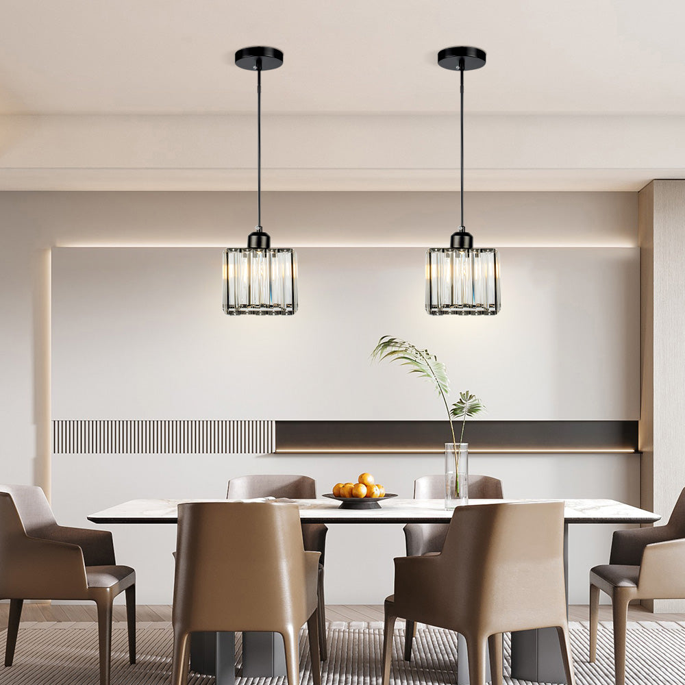 Modern Multi-Head Glass Kitchen Black Pendant Light 