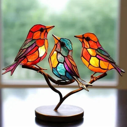 Luxury AvianElegance - Birds in colored glass for a refined interior design