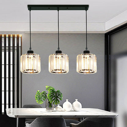 Modern Multi-Head Glass Kitchen Black Pendant Light 