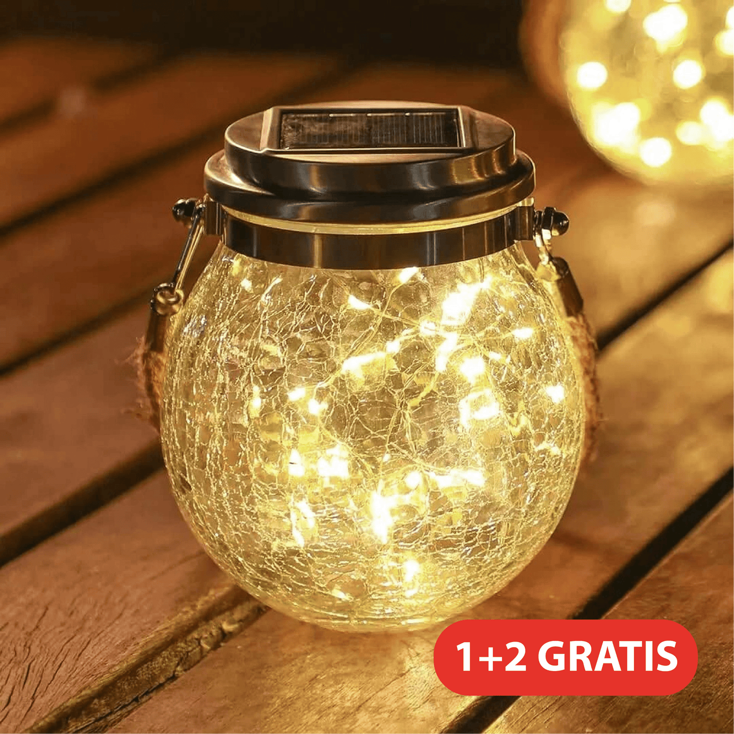 (1+2 FREE) Solar powered glass light 